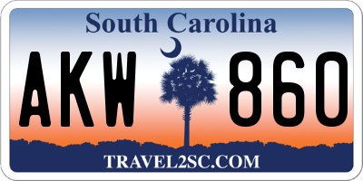 SC license plate AKW860