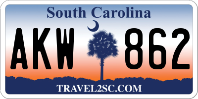 SC license plate AKW862