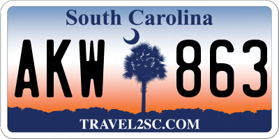 SC license plate AKW863