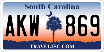 SC license plate AKW869