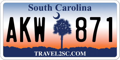 SC license plate AKW871
