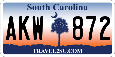 SC license plate AKW872