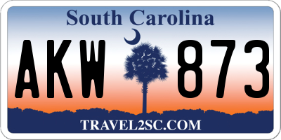 SC license plate AKW873