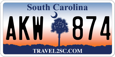 SC license plate AKW874