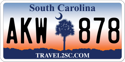 SC license plate AKW878