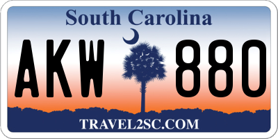 SC license plate AKW880