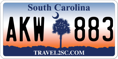 SC license plate AKW883