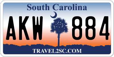 SC license plate AKW884