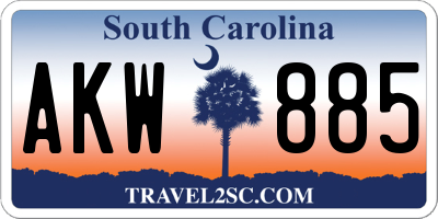 SC license plate AKW885
