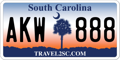 SC license plate AKW888