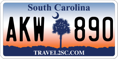 SC license plate AKW890