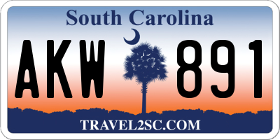 SC license plate AKW891