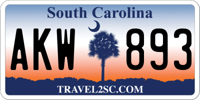 SC license plate AKW893