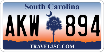 SC license plate AKW894