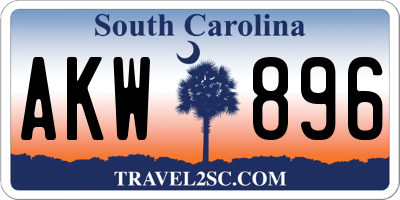 SC license plate AKW896