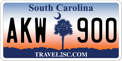 SC license plate AKW900