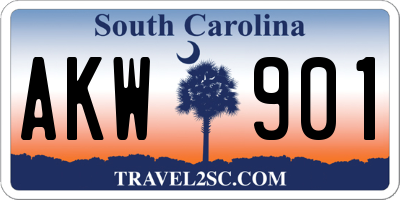 SC license plate AKW901