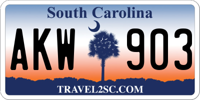 SC license plate AKW903