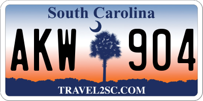 SC license plate AKW904