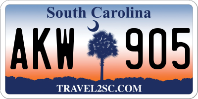 SC license plate AKW905