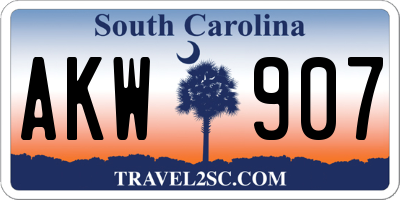 SC license plate AKW907