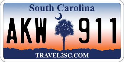 SC license plate AKW911