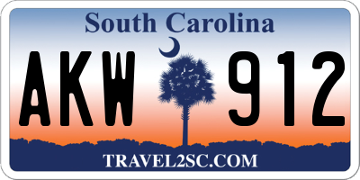 SC license plate AKW912