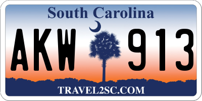 SC license plate AKW913