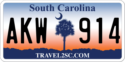 SC license plate AKW914