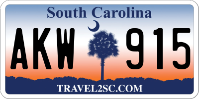 SC license plate AKW915