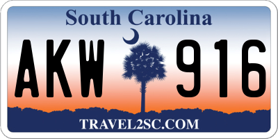 SC license plate AKW916