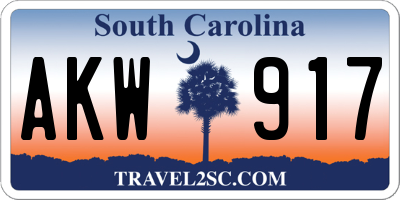SC license plate AKW917