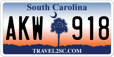 SC license plate AKW918