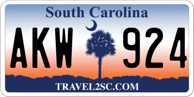 SC license plate AKW924