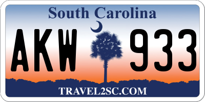 SC license plate AKW933