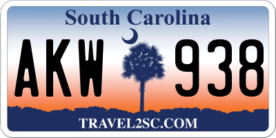 SC license plate AKW938