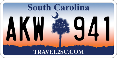 SC license plate AKW941