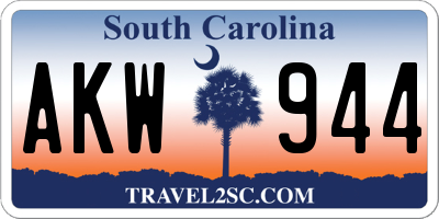 SC license plate AKW944