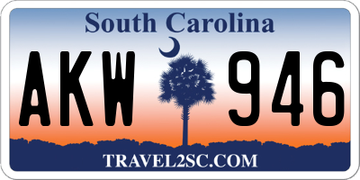 SC license plate AKW946