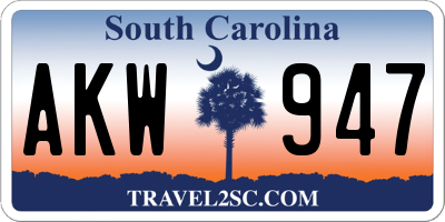SC license plate AKW947