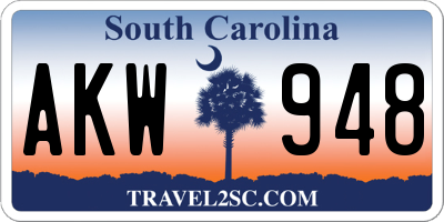 SC license plate AKW948