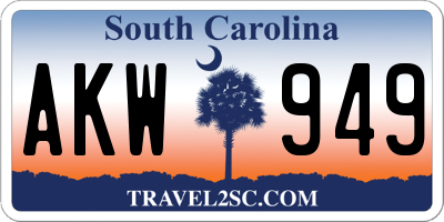 SC license plate AKW949