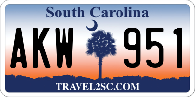 SC license plate AKW951