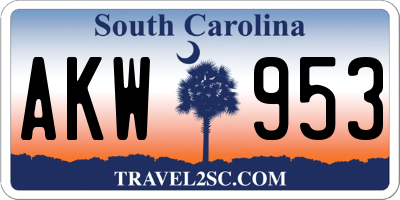 SC license plate AKW953