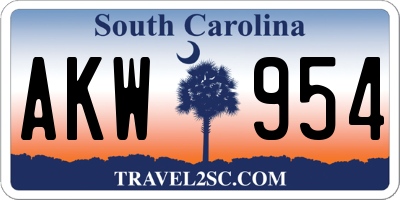 SC license plate AKW954