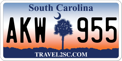 SC license plate AKW955
