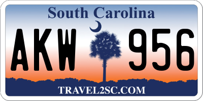 SC license plate AKW956
