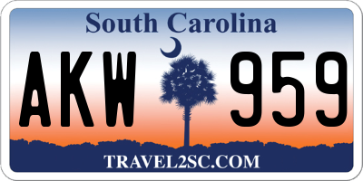 SC license plate AKW959