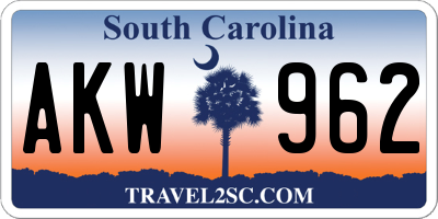 SC license plate AKW962