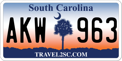 SC license plate AKW963